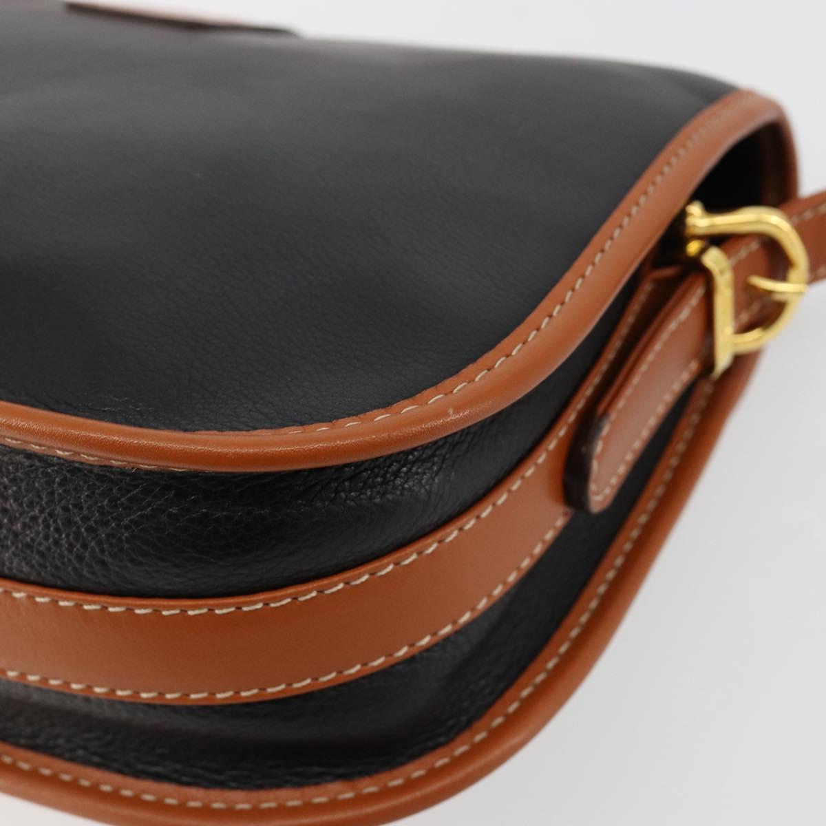CELINE Shoulder Bag Leather Black Gold Auth 184561A
