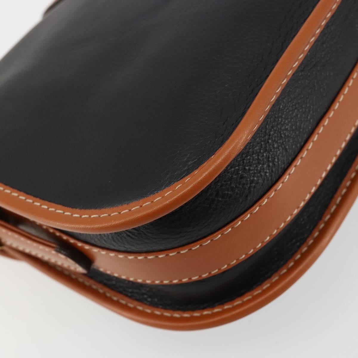 CELINE Shoulder Bag Leather Black Gold Auth 184561A