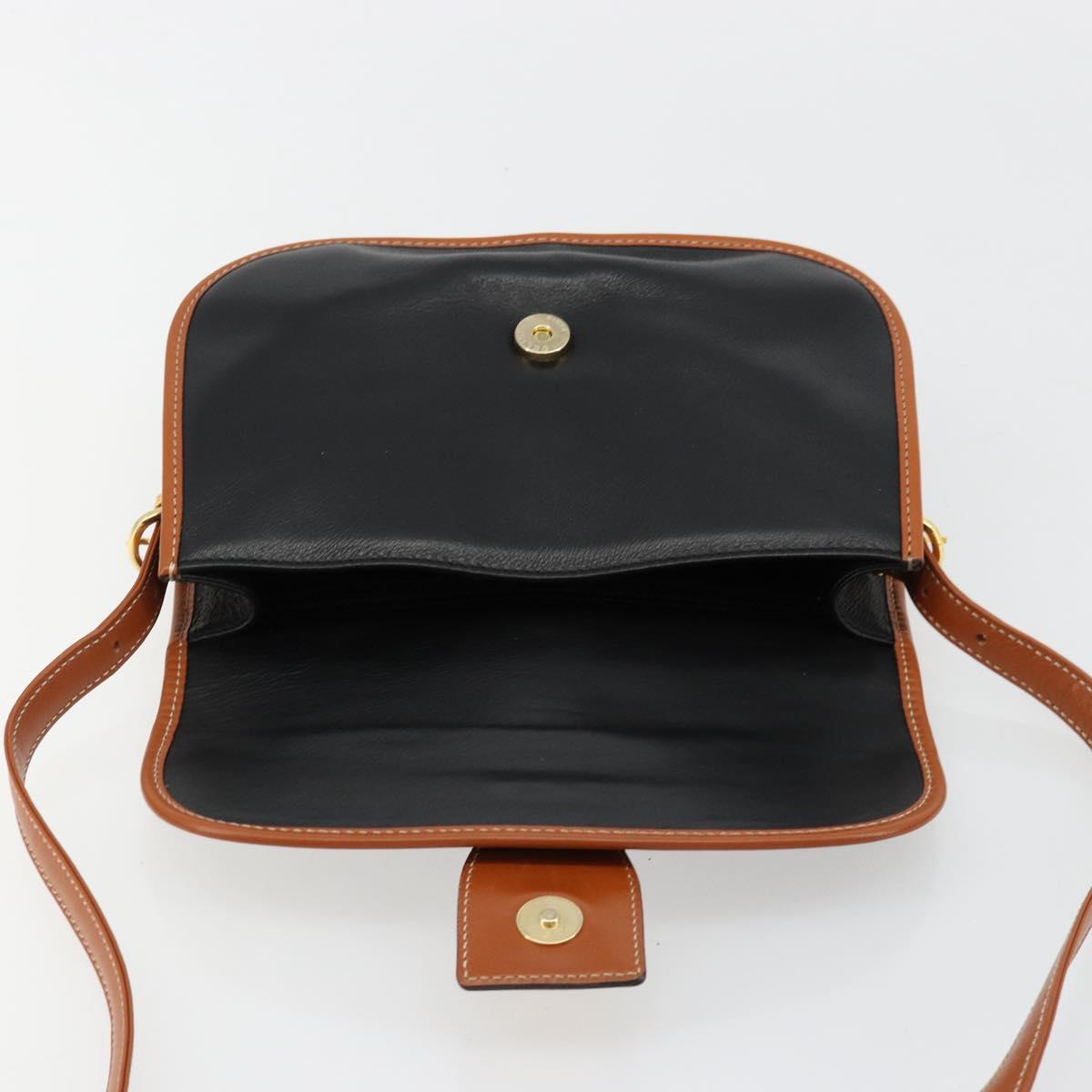 CELINE Shoulder Bag Leather Black Gold Auth 184561A