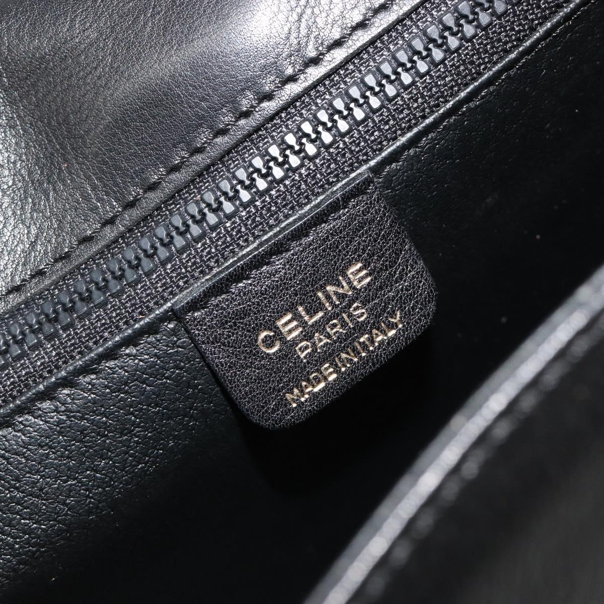 CELINE Shoulder Bag Leather Black Gold Auth 184561A