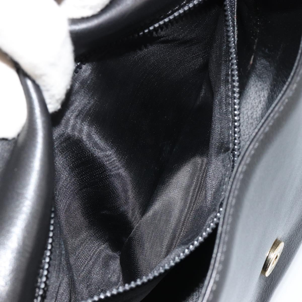 CELINE Shoulder Bag Leather Black Gold Auth 184561A