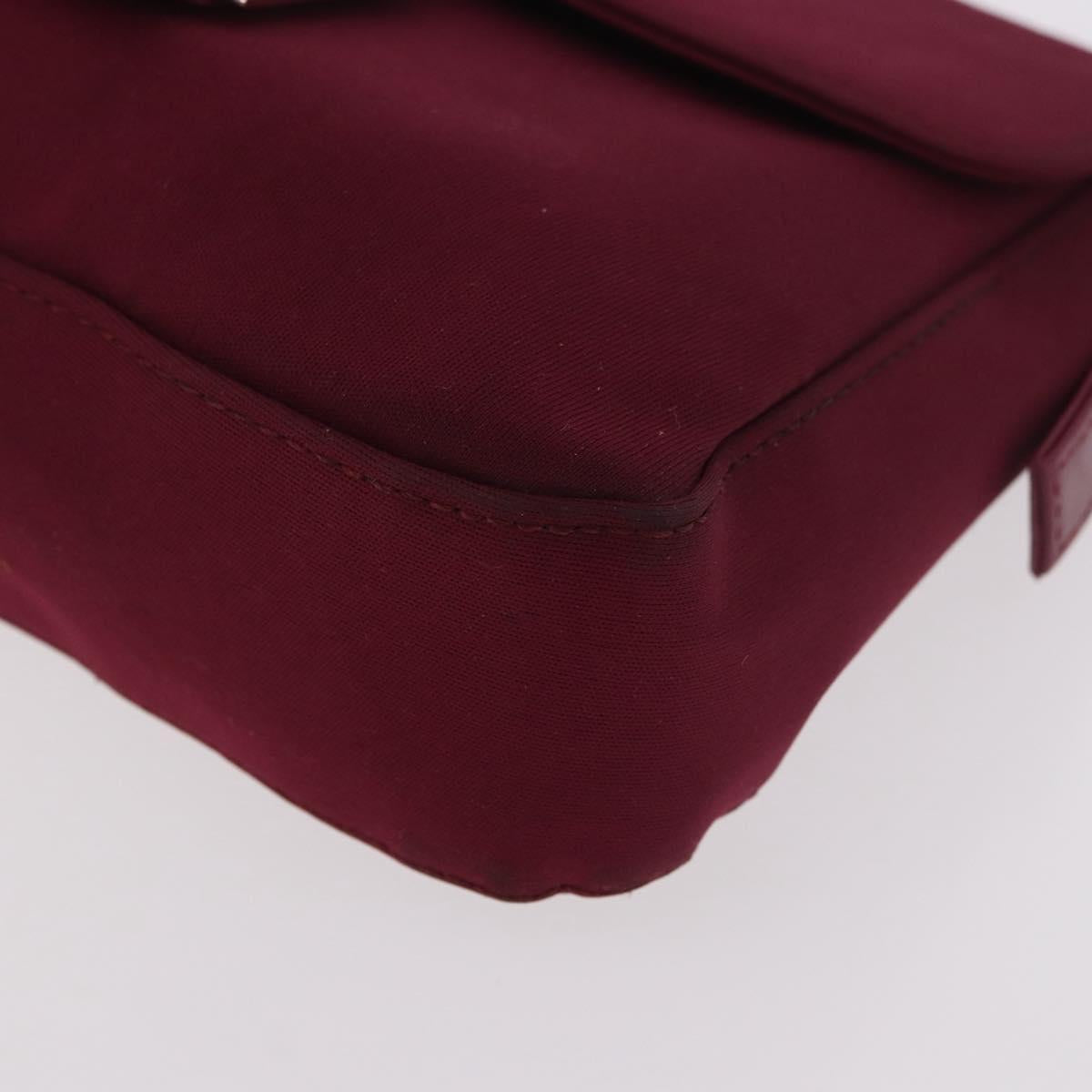 FENDI Mamma Baguette Shoulder Bag Cotton Jersey Bordeaux Silver Auth 184562