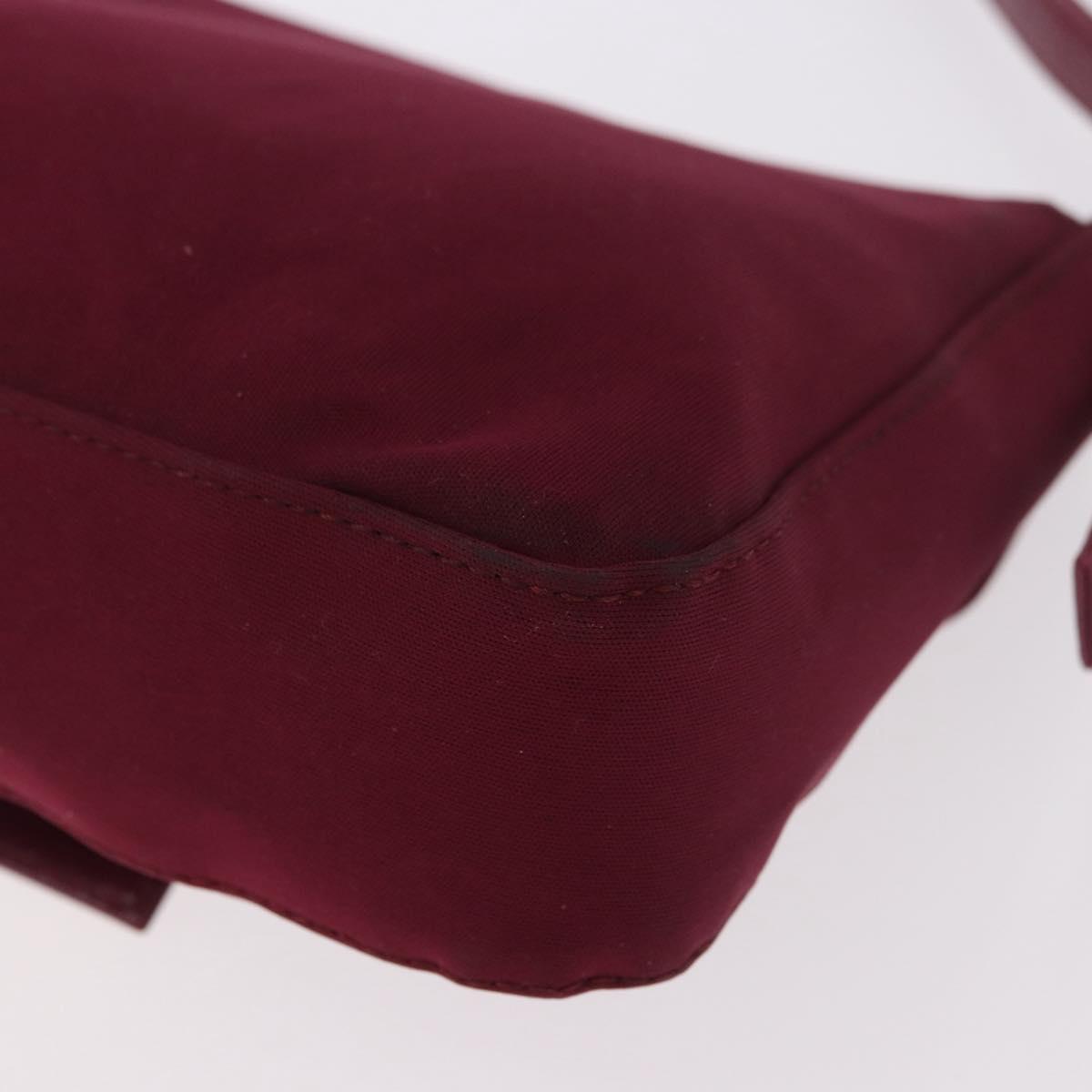 FENDI Mamma Baguette Shoulder Bag Cotton Jersey Bordeaux Silver Auth 184562