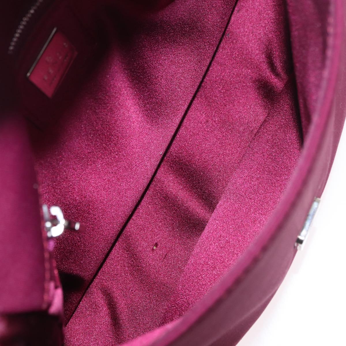 FENDI Mamma Baguette Shoulder Bag Cotton Jersey Bordeaux Silver Auth 184562