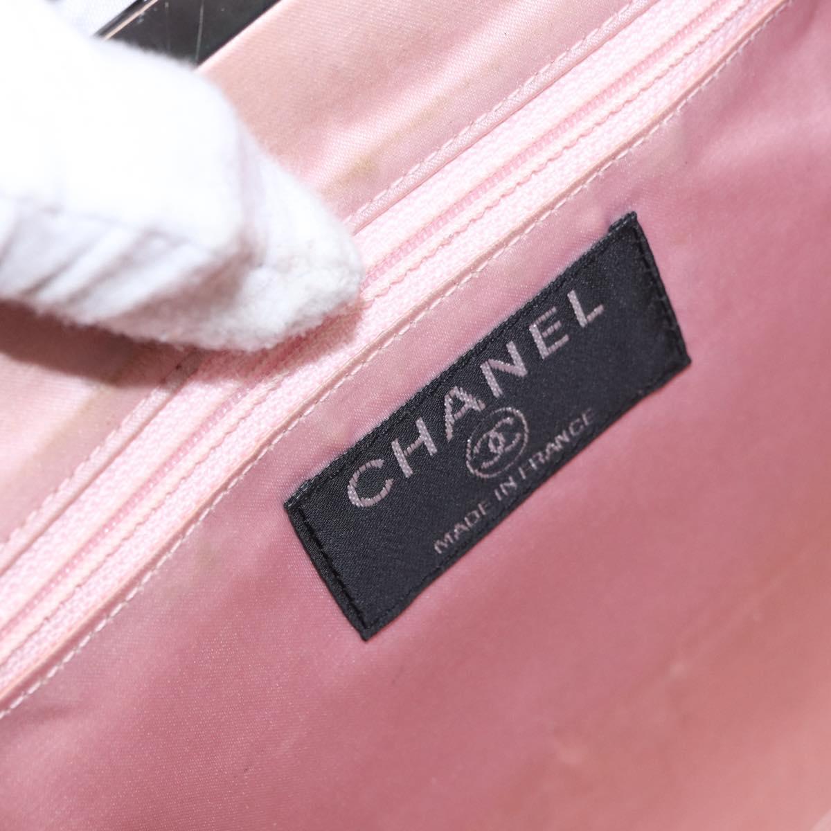 CHANEL Hand Bag Satin Purple Silver CC Auth 184566A