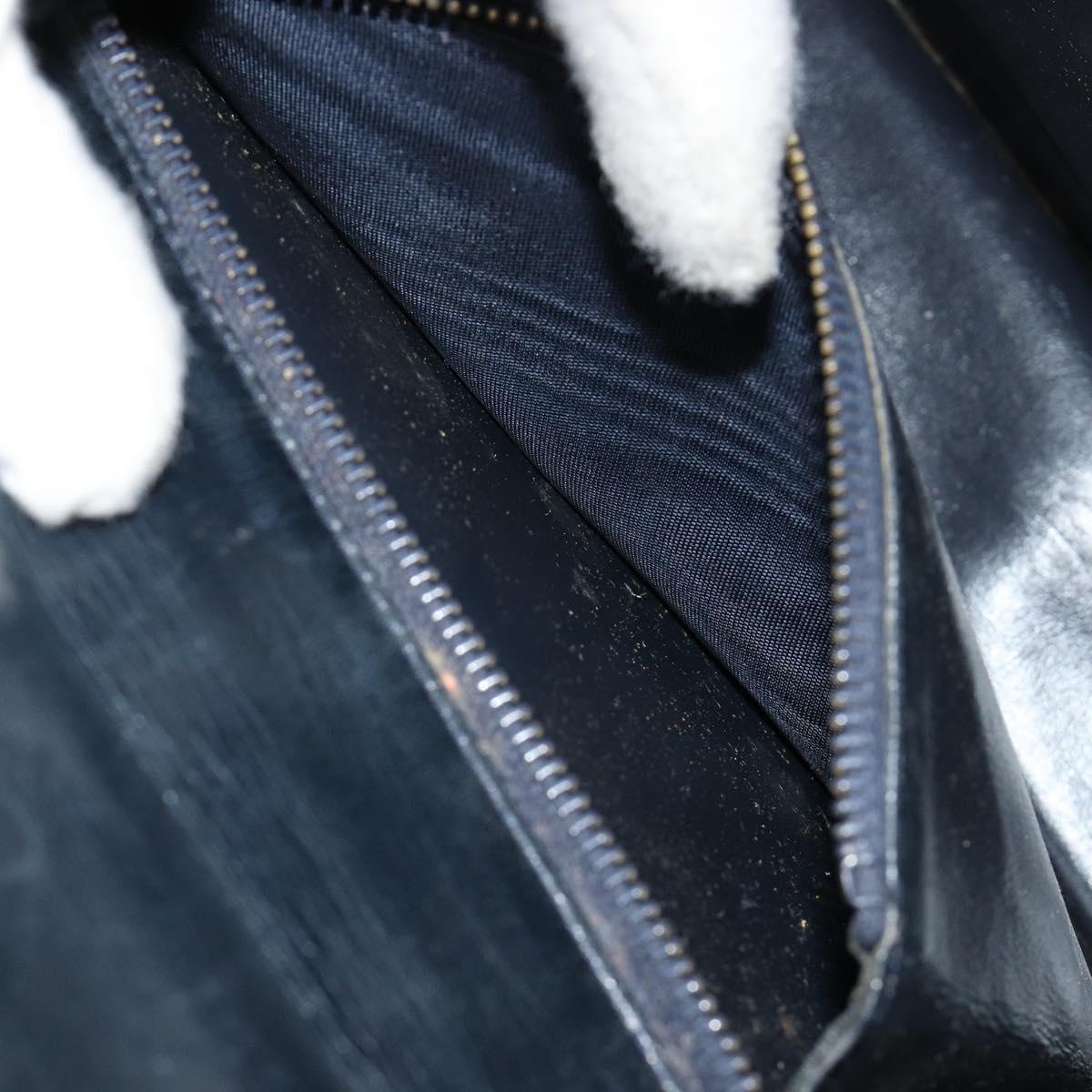 CELINE C Sulky Horse Carriage Shoulder Bag Canvas Navy Gold Auth 184574