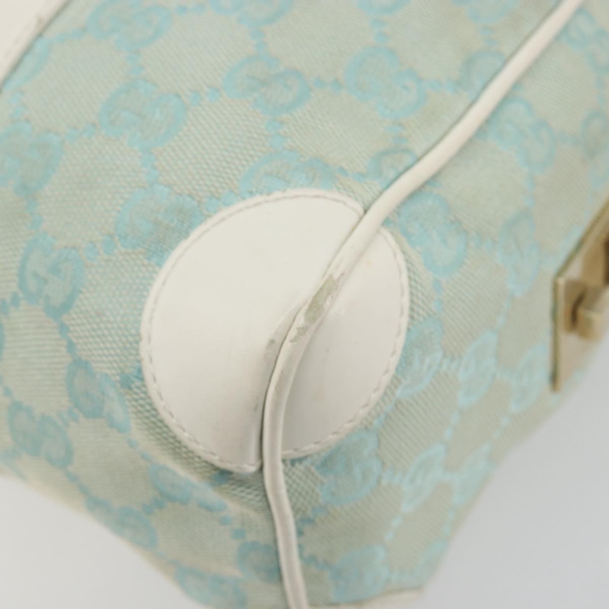 GUCCI GG Canvas Hand Bag Light Blue Gold 000 0851 Auth 184576
