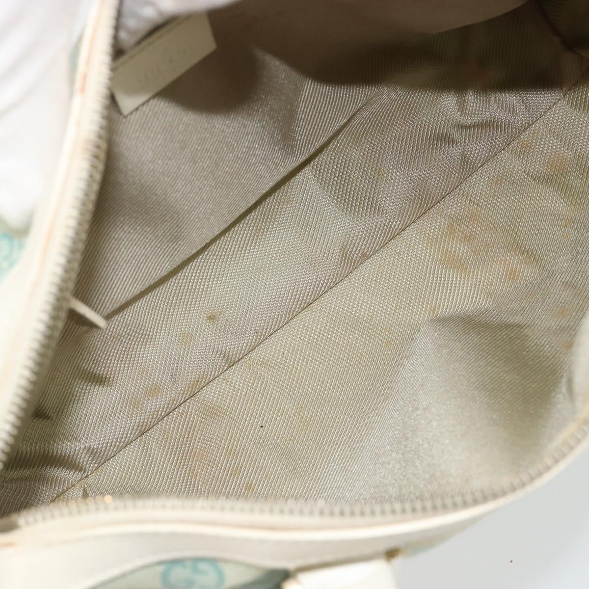 GUCCI GG Canvas Hand Bag Light Blue Gold 000 0851 Auth 184576