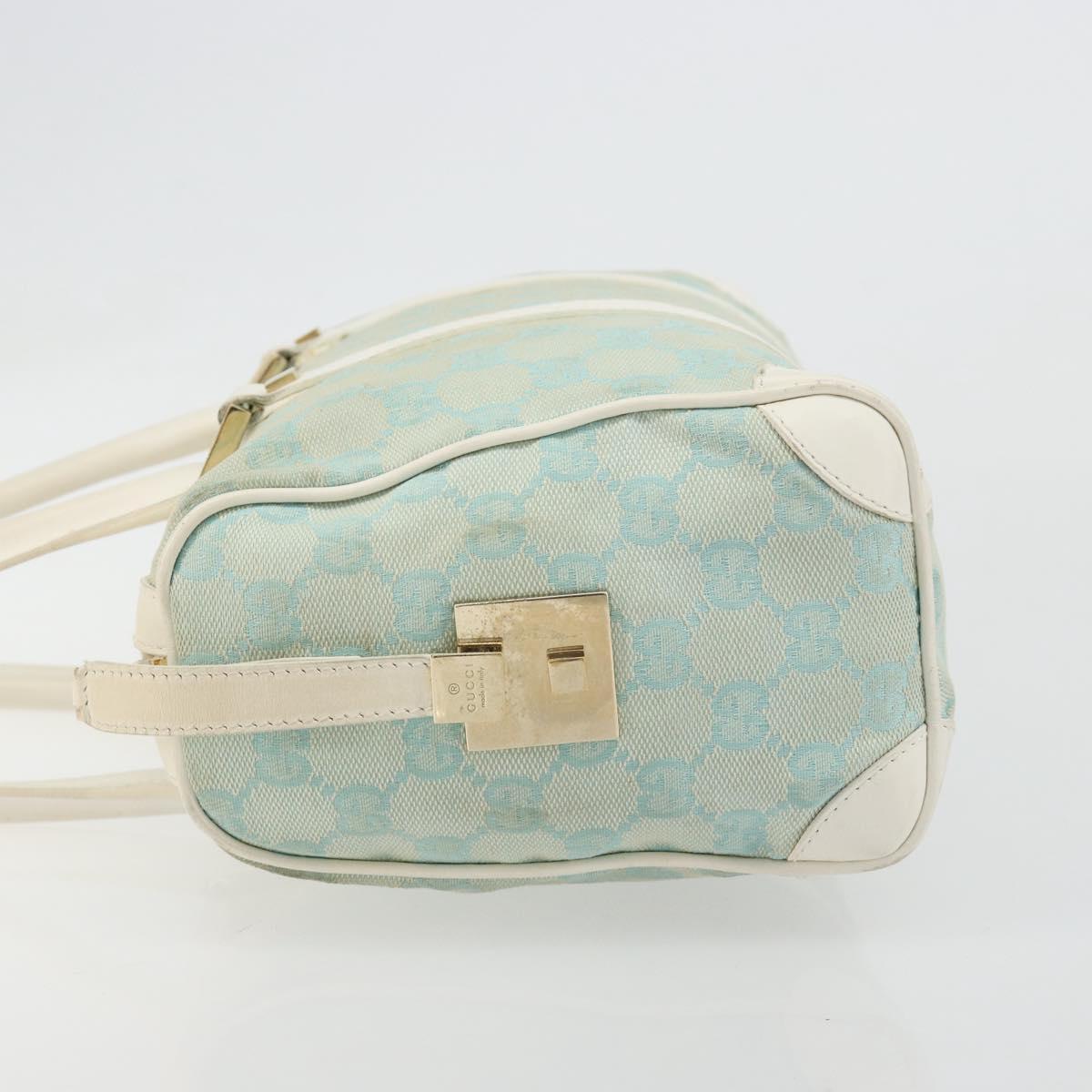 GUCCI GG Canvas Hand Bag Light Blue Gold 000 0851 Auth 184576