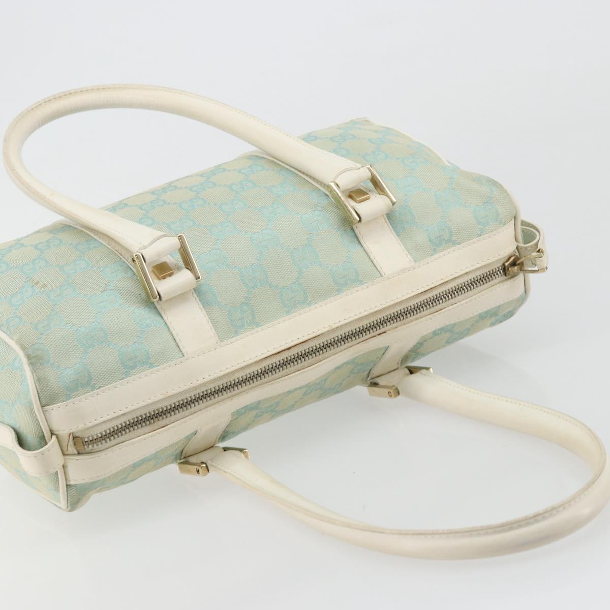 GUCCI GG Canvas Hand Bag Light Blue Gold 000 0851 Auth 184576