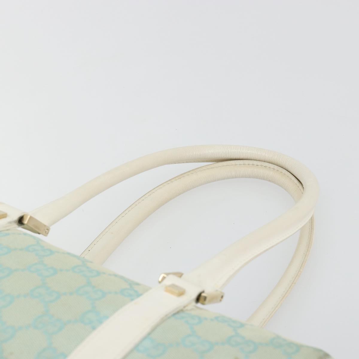 GUCCI GG Canvas Hand Bag Light Blue Gold 000 0851 Auth 184576