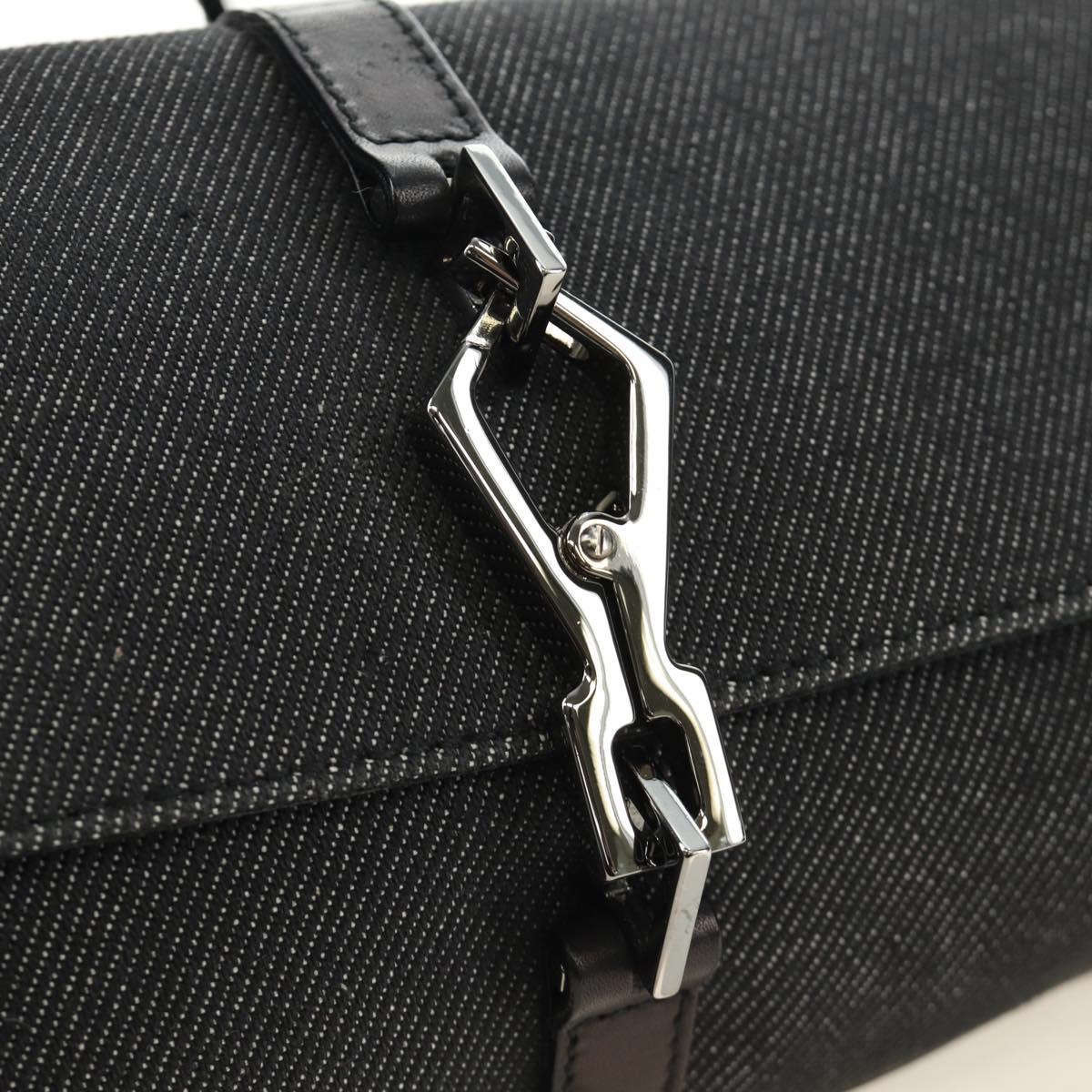 GUCCI Jackie Shoulder Bag Denim Black Silver 90667 Auth 184577SAM