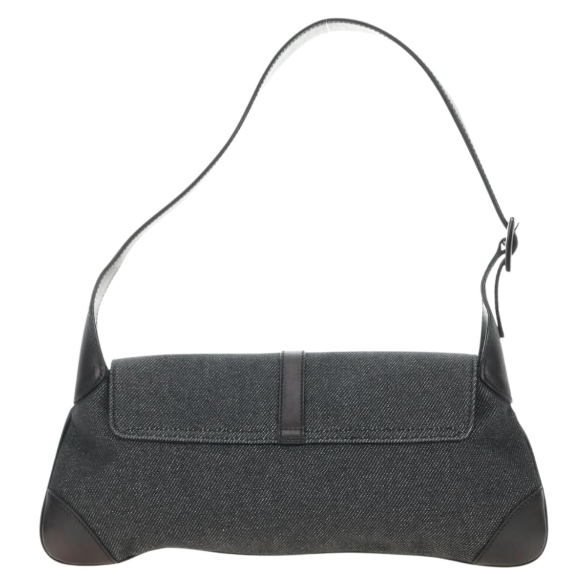 GUCCI Jackie Shoulder Bag Denim Black Silver 90667 Auth 184577SAM