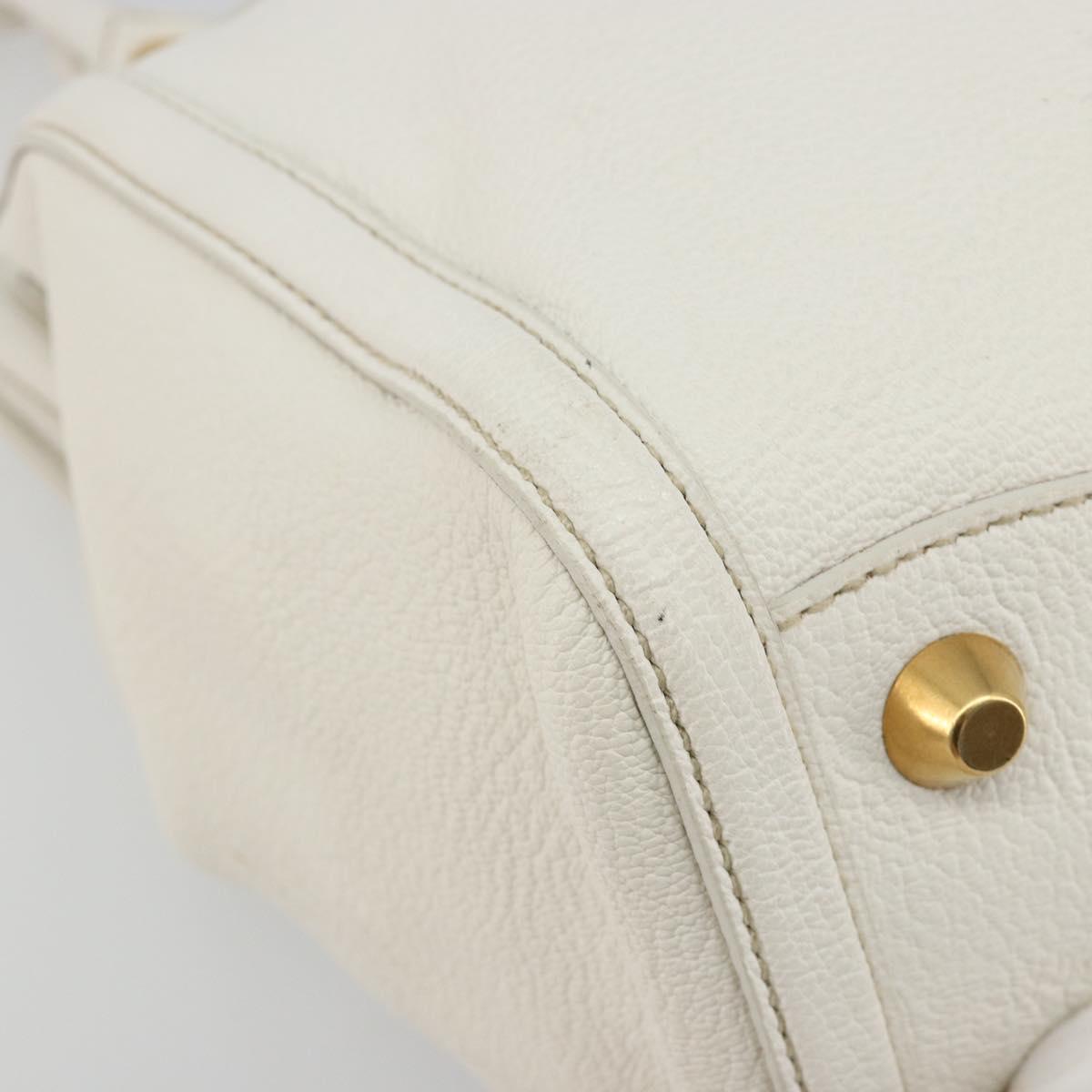 Miu Miu Hand Bag Leather White Gold Auth 184578