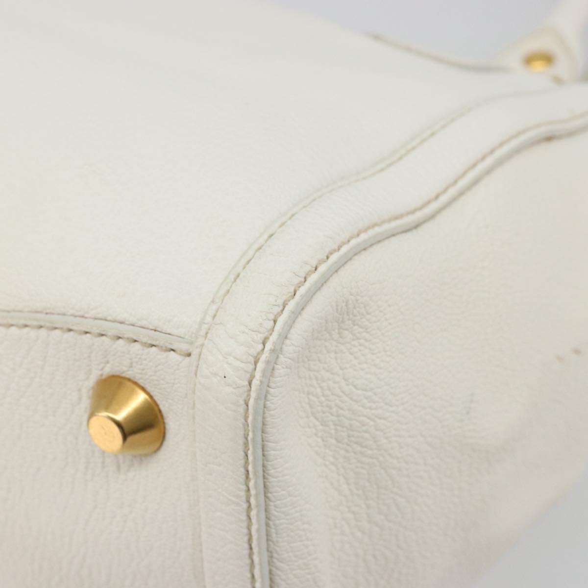 Miu Miu Hand Bag Leather White Gold Auth 184578