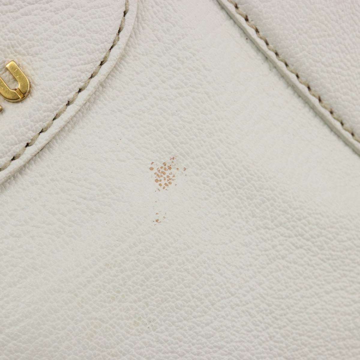 Miu Miu Hand Bag Leather White Gold Auth 184578