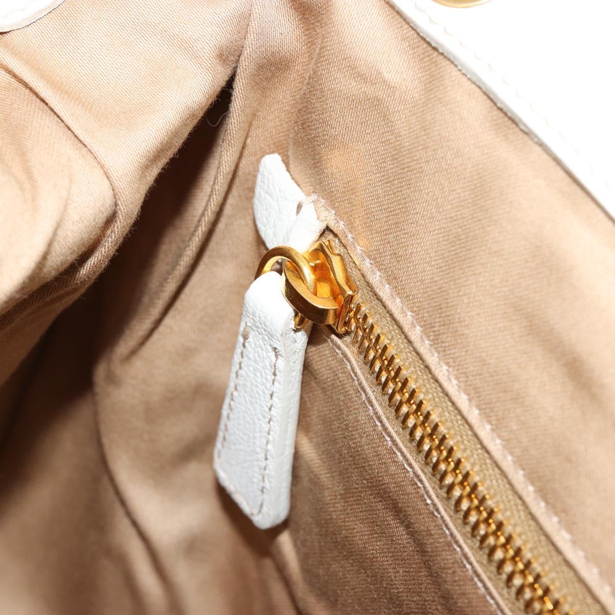 Miu Miu Hand Bag Leather White Gold Auth 184578