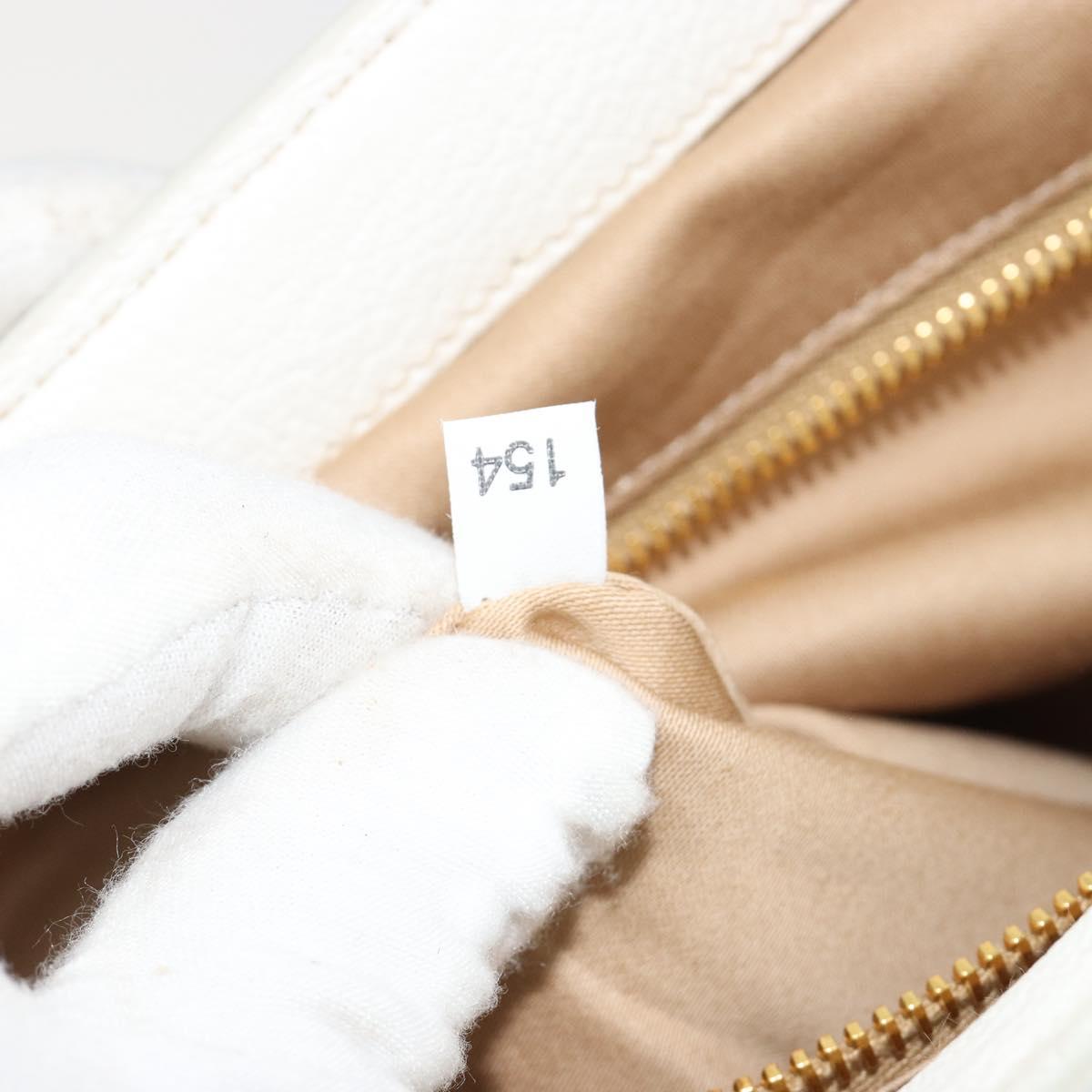 Miu Miu Hand Bag Leather White Gold Auth 184578