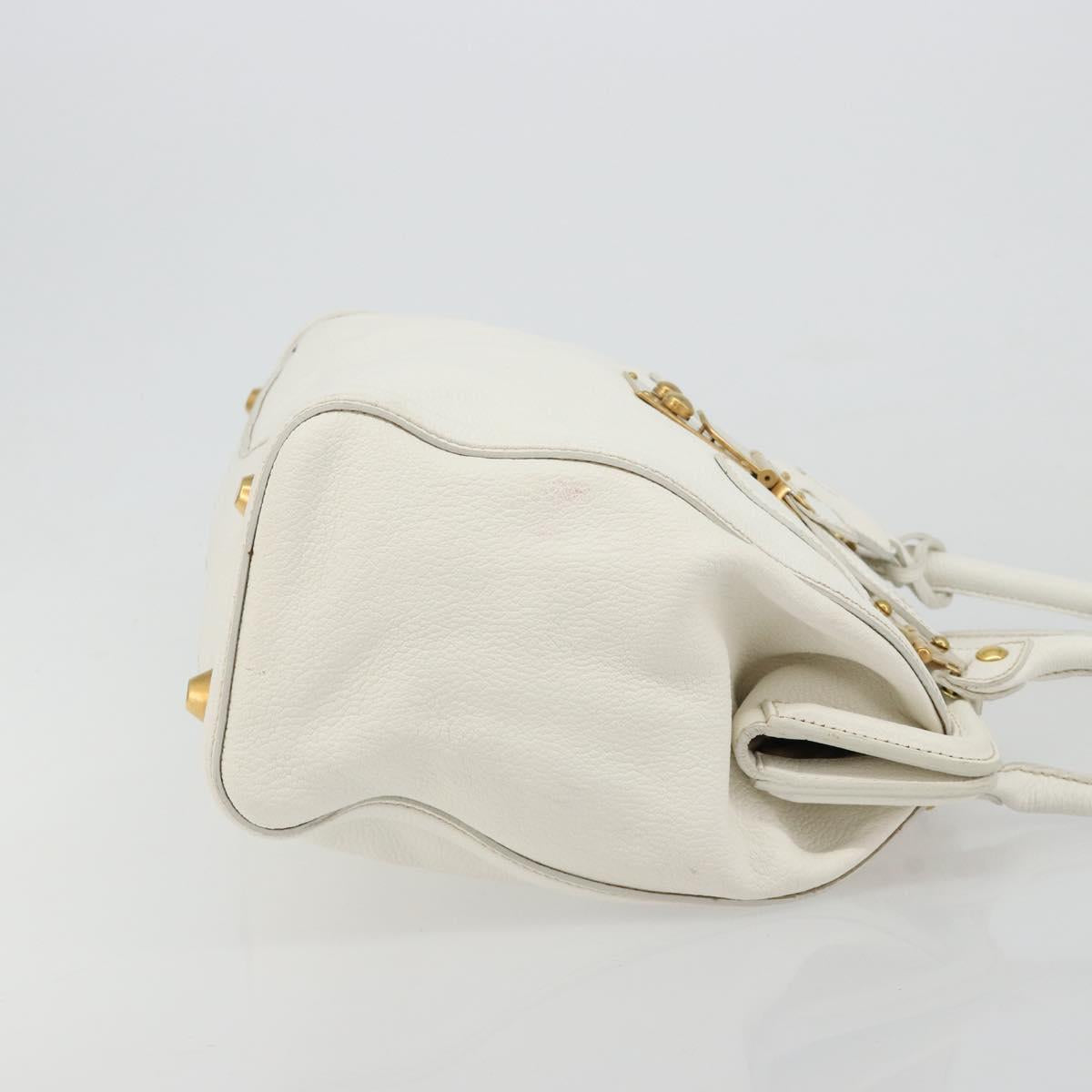 Miu Miu Hand Bag Leather White Gold Auth 184578