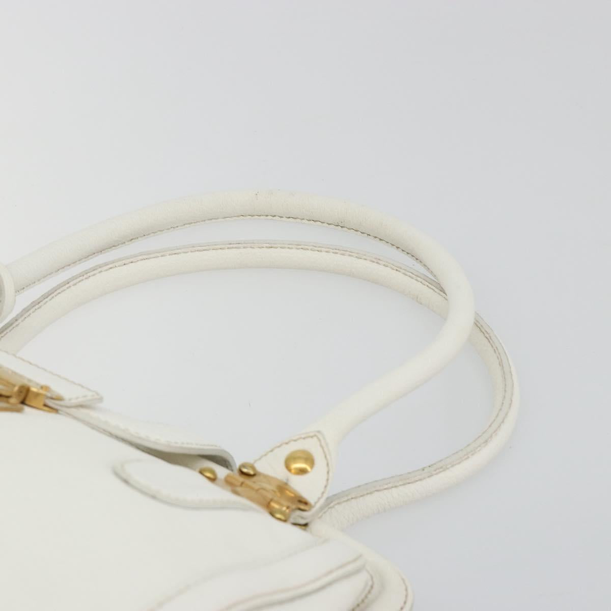 Miu Miu Hand Bag Leather White Gold Auth 184578