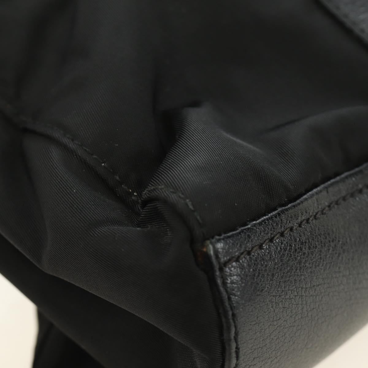 PRADA Shoulder Bag Nylon Leather Black Silver Auth 184579V