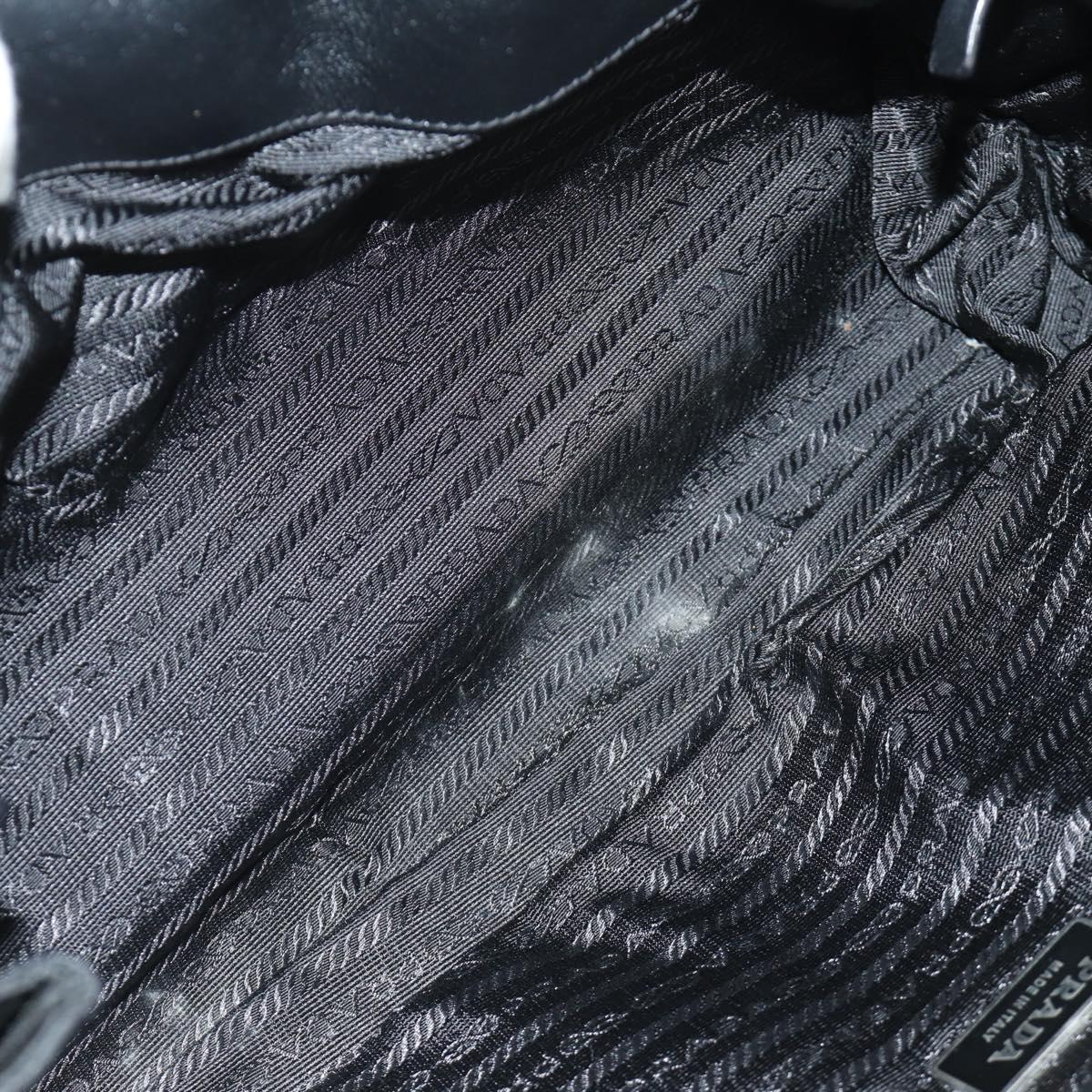 PRADA Shoulder Bag Nylon Leather Black Silver Auth 184579V