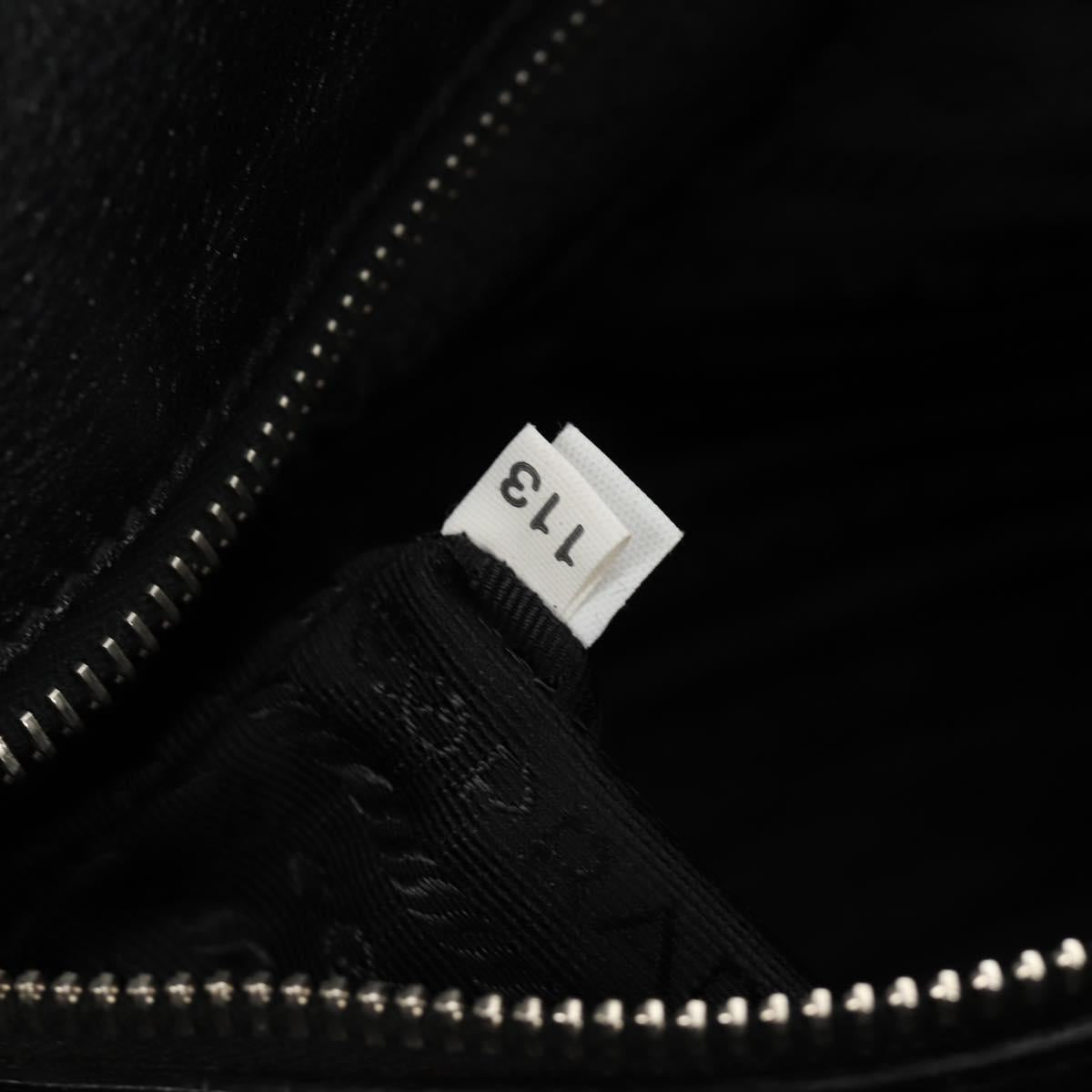 PRADA Shoulder Bag Nylon Leather Black Silver Auth 184579V
