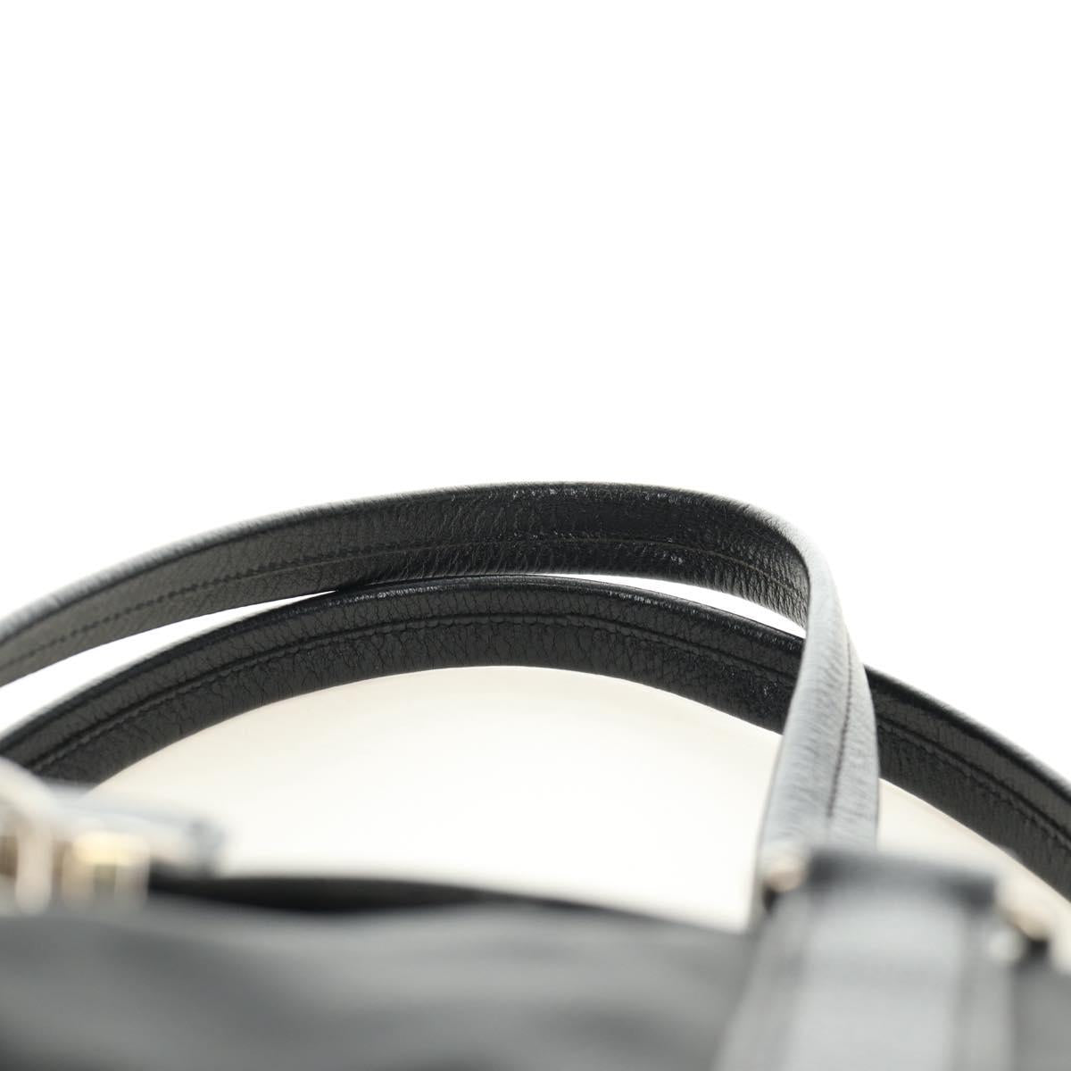 PRADA Shoulder Bag Nylon Leather Black Silver Auth 184579V