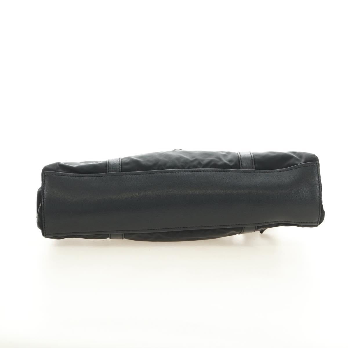 PRADA Shoulder Bag Nylon Leather Black Silver Auth 184579V