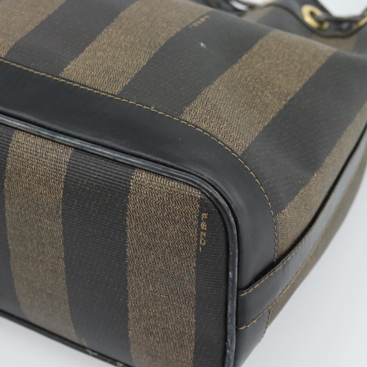 FENDI Pecan Canvas Purse Shoulder Bag PVC Brown Gold Auth 184581