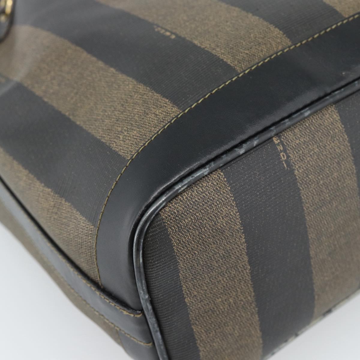 FENDI Pecan Canvas Purse Shoulder Bag PVC Brown Gold Auth 184581