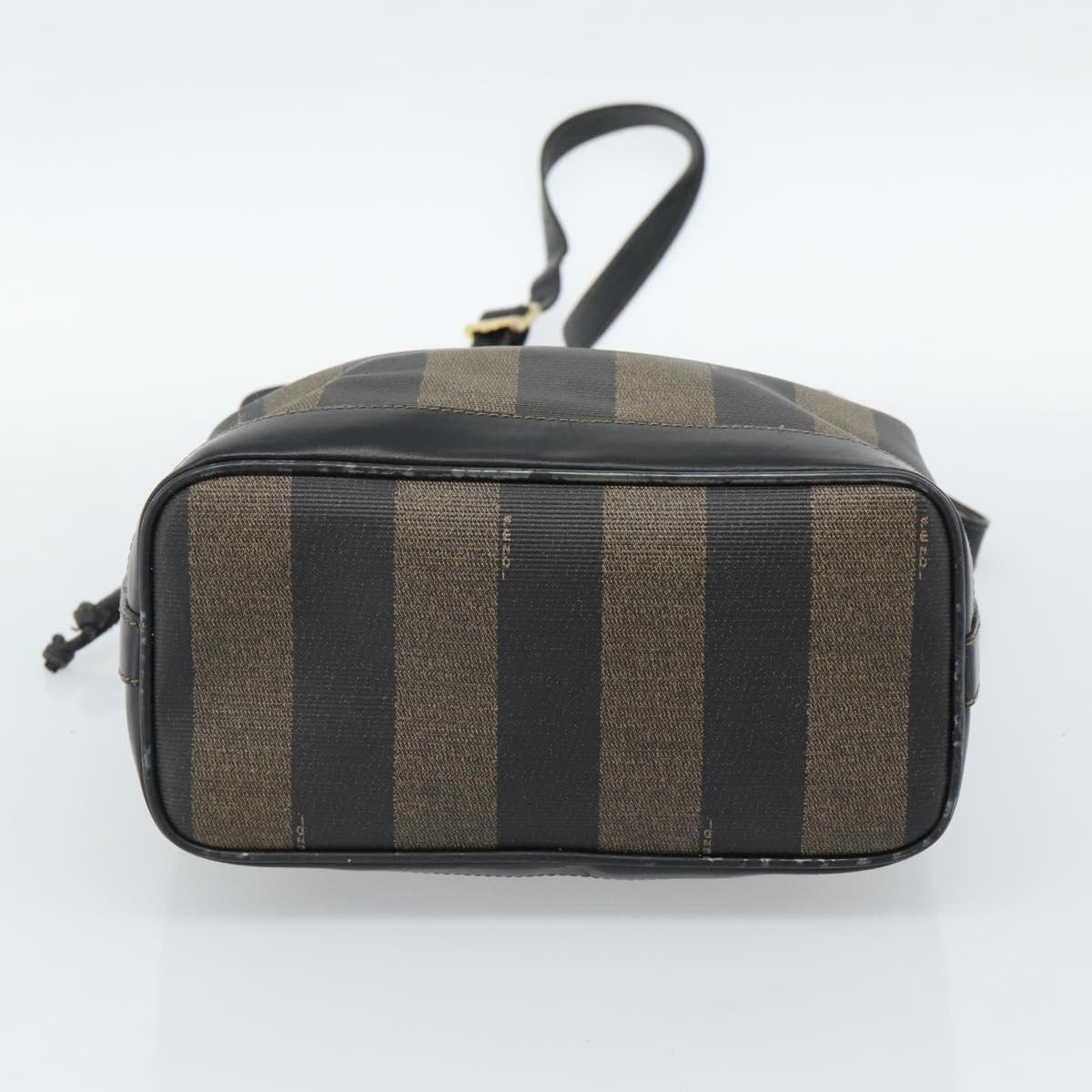 FENDI Pecan Canvas Purse Shoulder Bag PVC Brown Gold Auth 184581