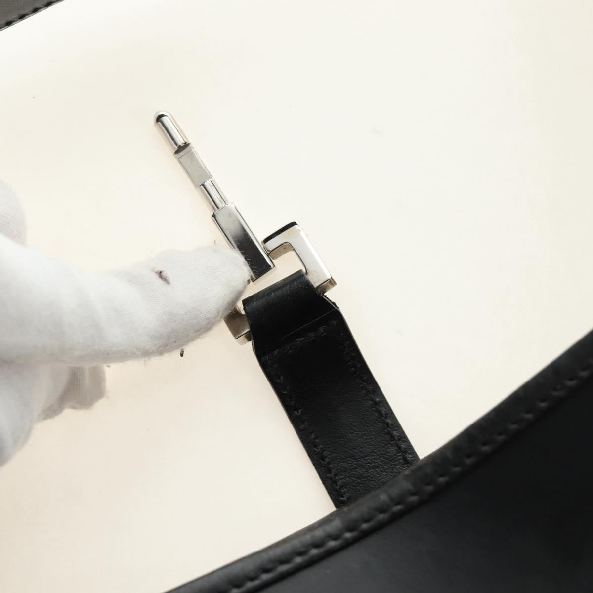 GUCCI Jackie Shoulder Bag Leather Black Silver 001 3306 2684 Auth 184583SAM
