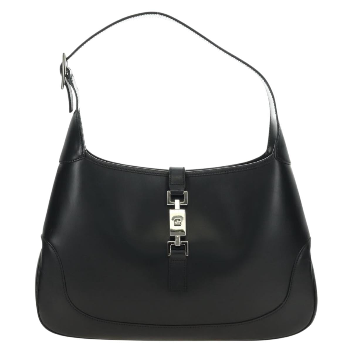 GUCCI Jackie Shoulder Bag Leather Black Silver 001 3306 2684 Auth 184583SAM