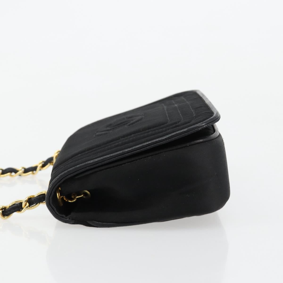 CHANEL Chain Shoulder Bag Nylon Black Gold CC Auth 184584A