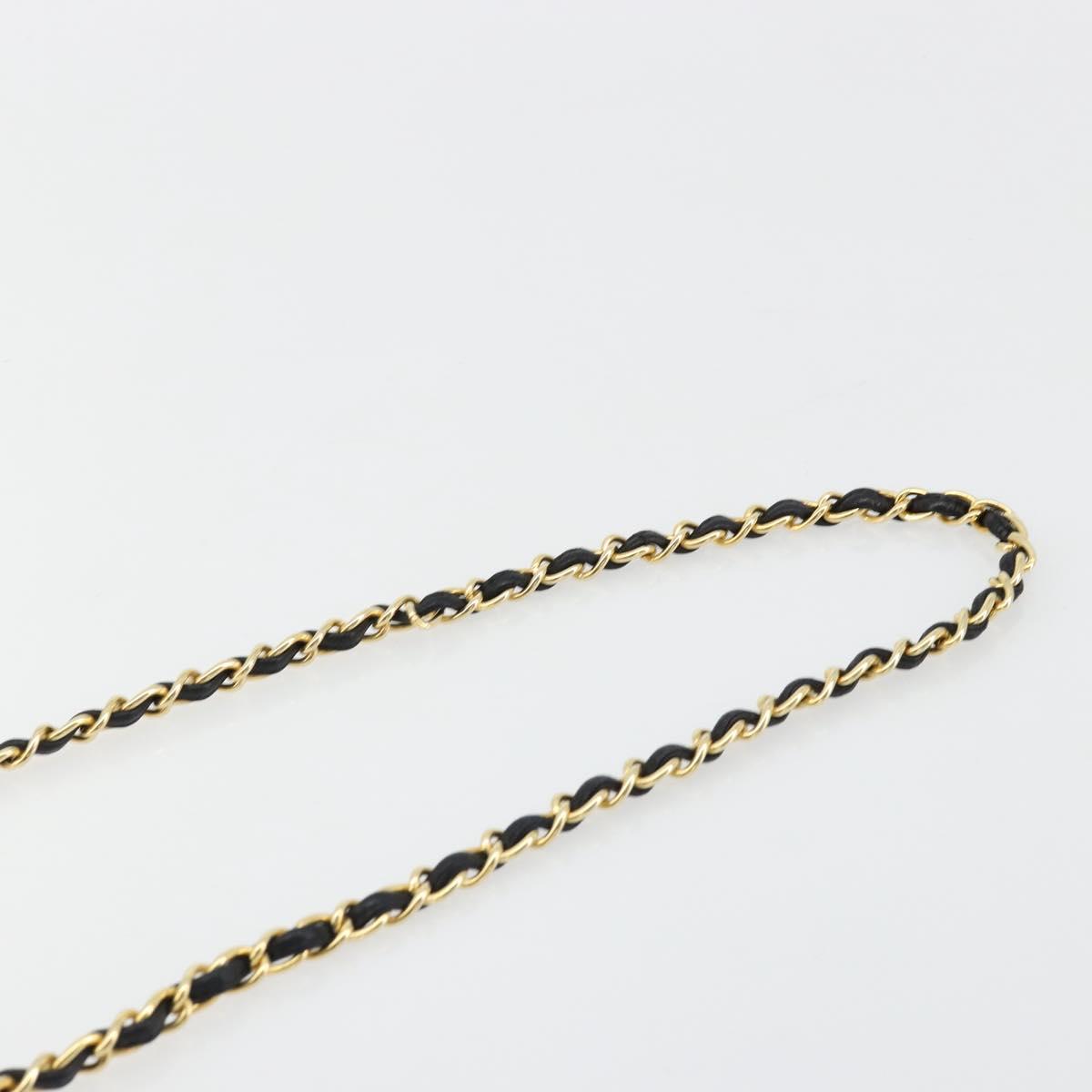 CHANEL Chain Shoulder Bag Nylon Black Gold CC Auth 184584A