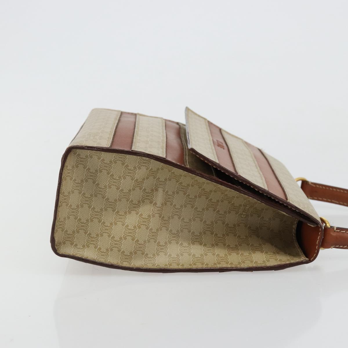 CELINE Macadam Canvas Hand Bag PVC Beige Gold Auth 184585