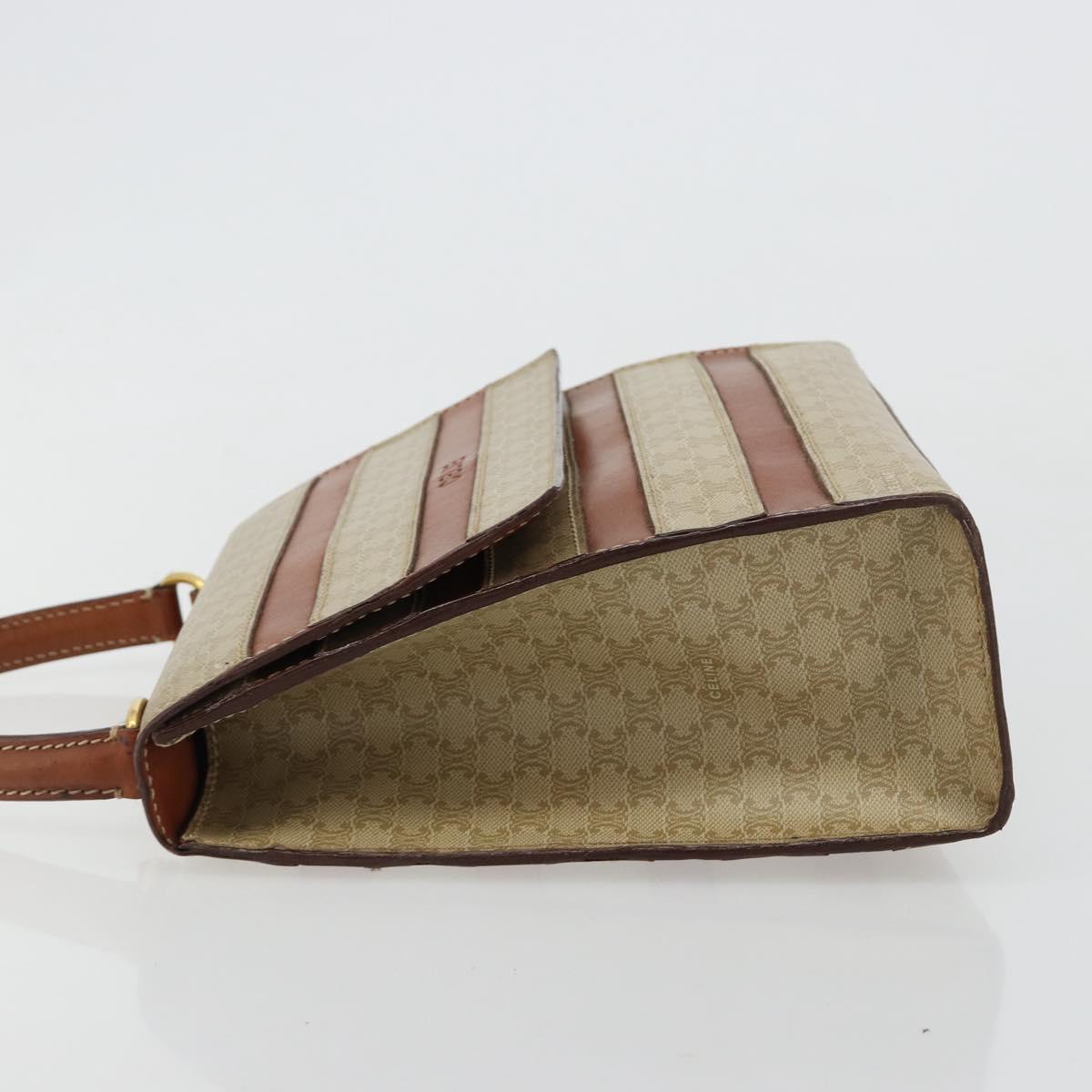 CELINE Macadam Canvas Hand Bag PVC Beige Gold Auth 184585