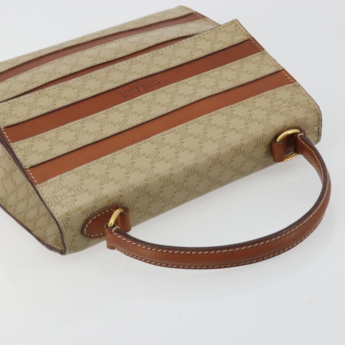 CELINE Macadam Canvas Hand Bag PVC Beige Gold Auth 184585