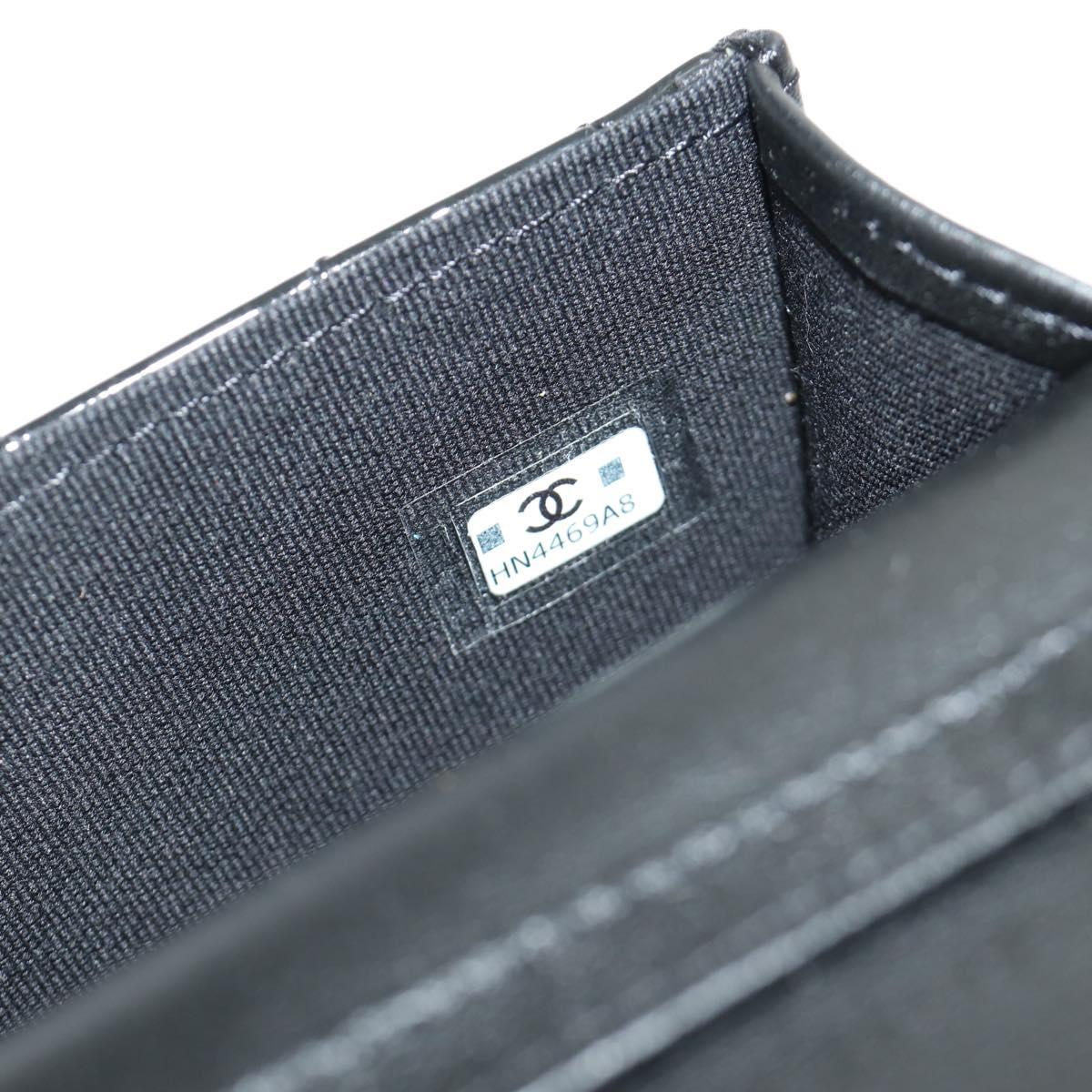 CHANEL Matelasse Chain Shoulder Bag Patent leather Black Gold CC Auth 184590SAM