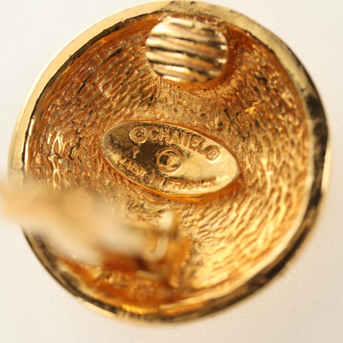 CHANEL Earring metal Gold Tone CC Auth 184597V