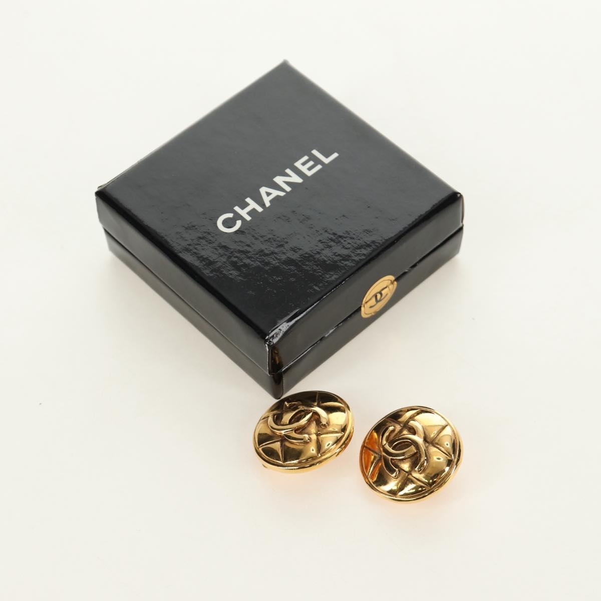 CHANEL Earring metal Gold Tone CC Auth 184597V