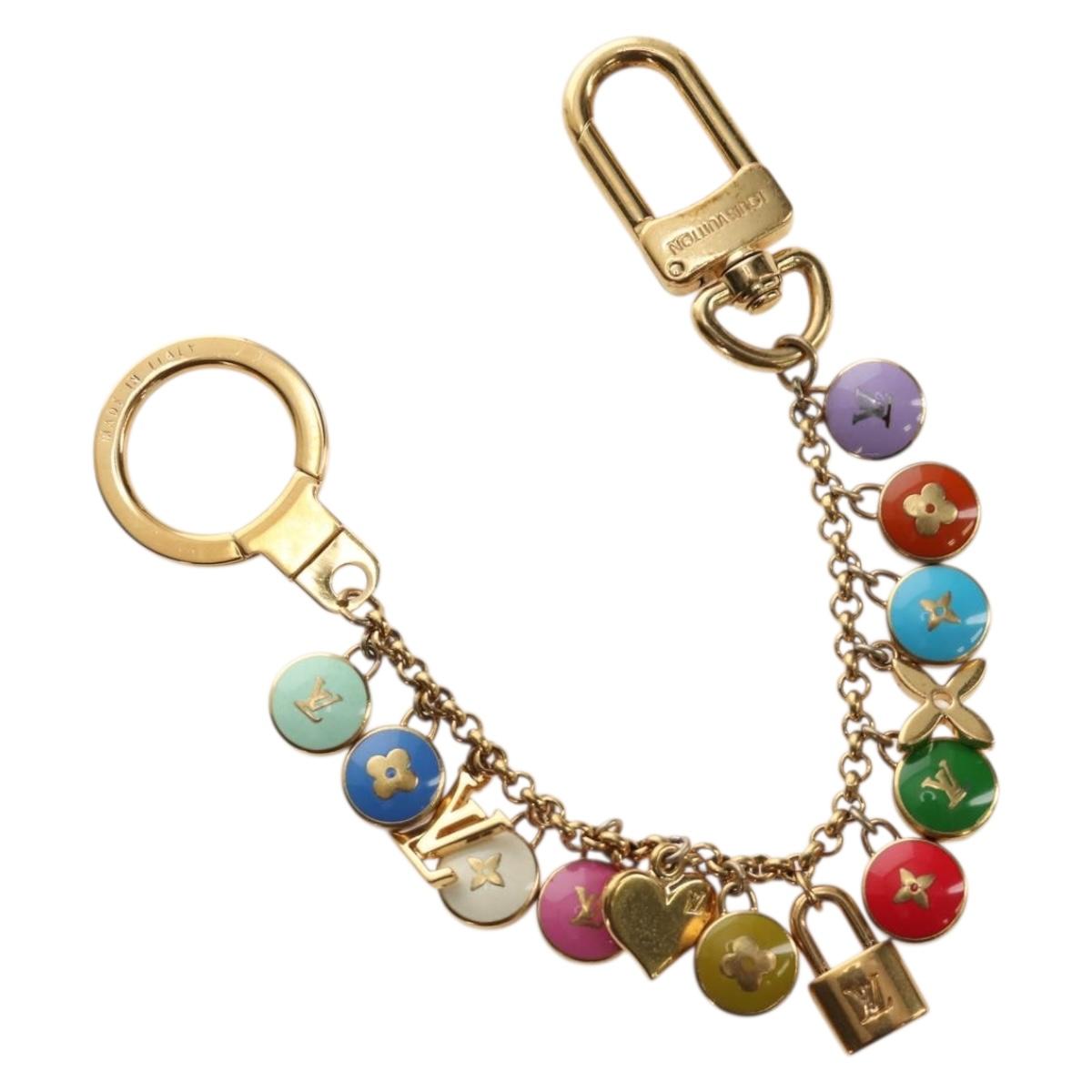 LOUIS VUITTON Porte Cles Pastille Key Holder metal Gold M65381 LV Auth 184600V