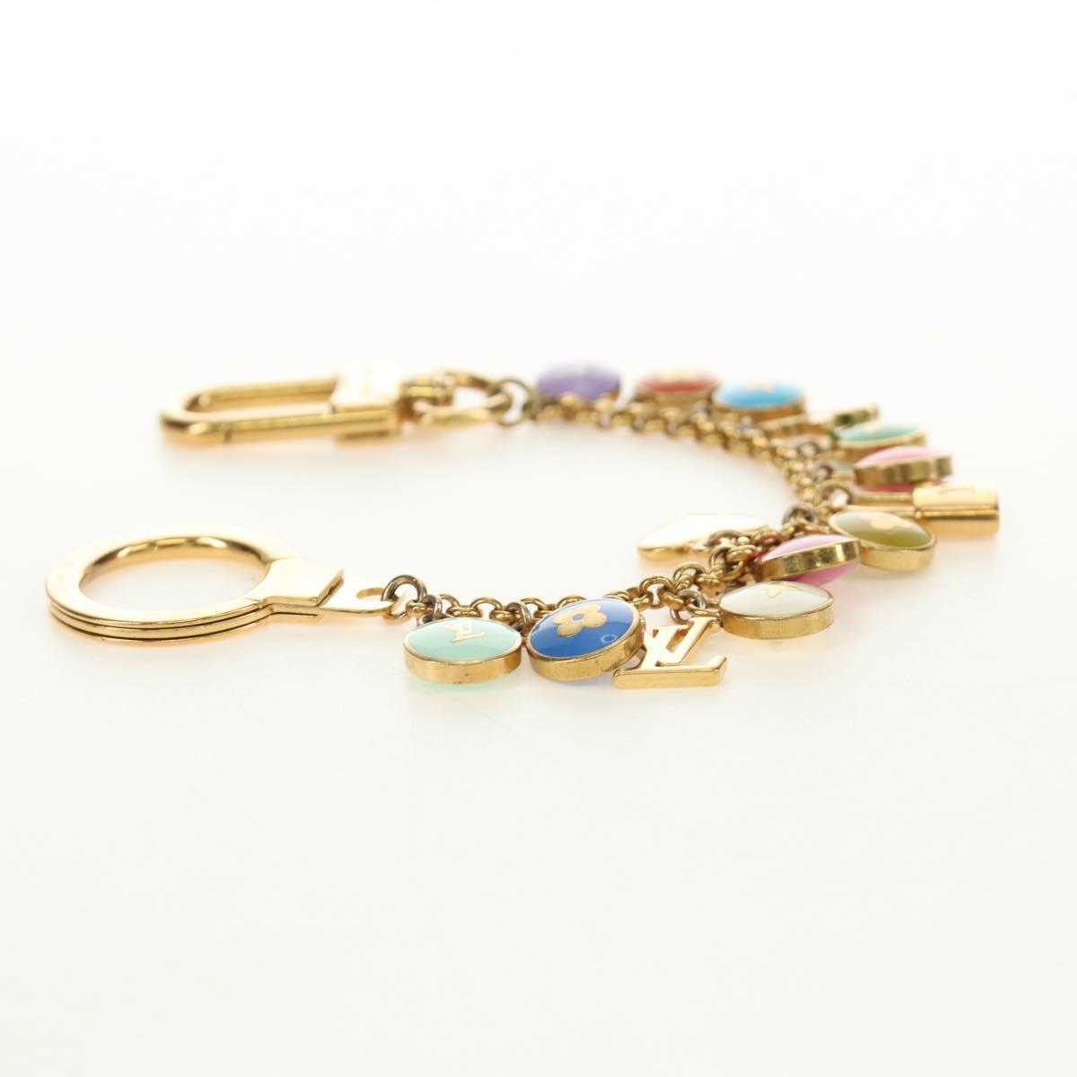LOUIS VUITTON Porte Cles Pastille Key Holder metal Gold M65381 LV Auth 184600V