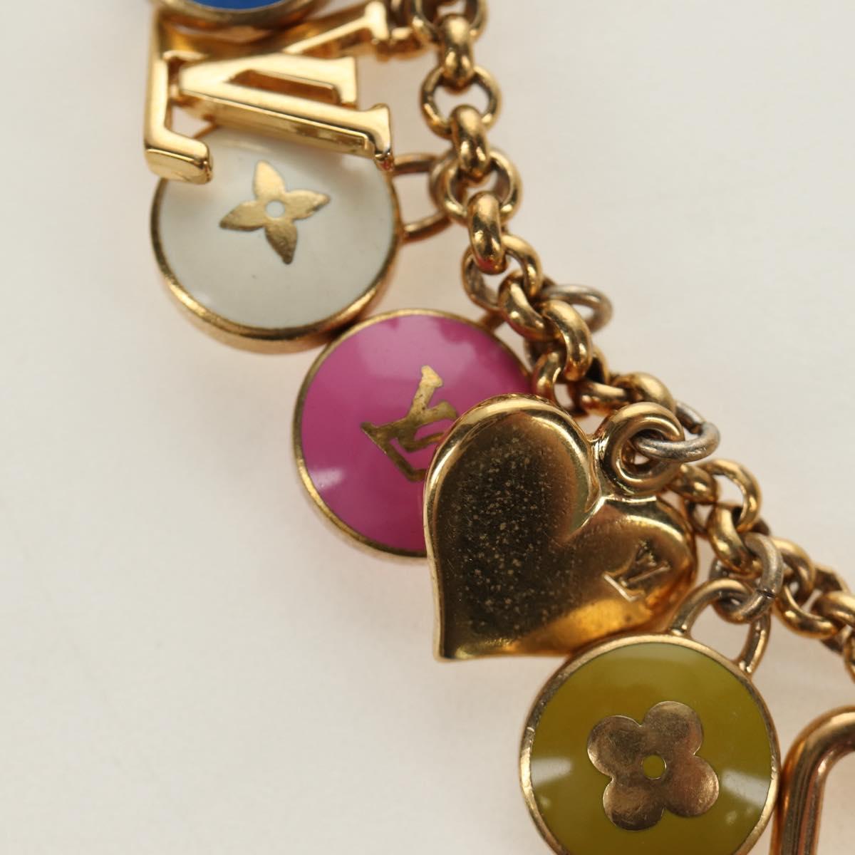 LOUIS VUITTON Porte Cles Pastille Key Holder metal Gold M65381 LV Auth 184600V