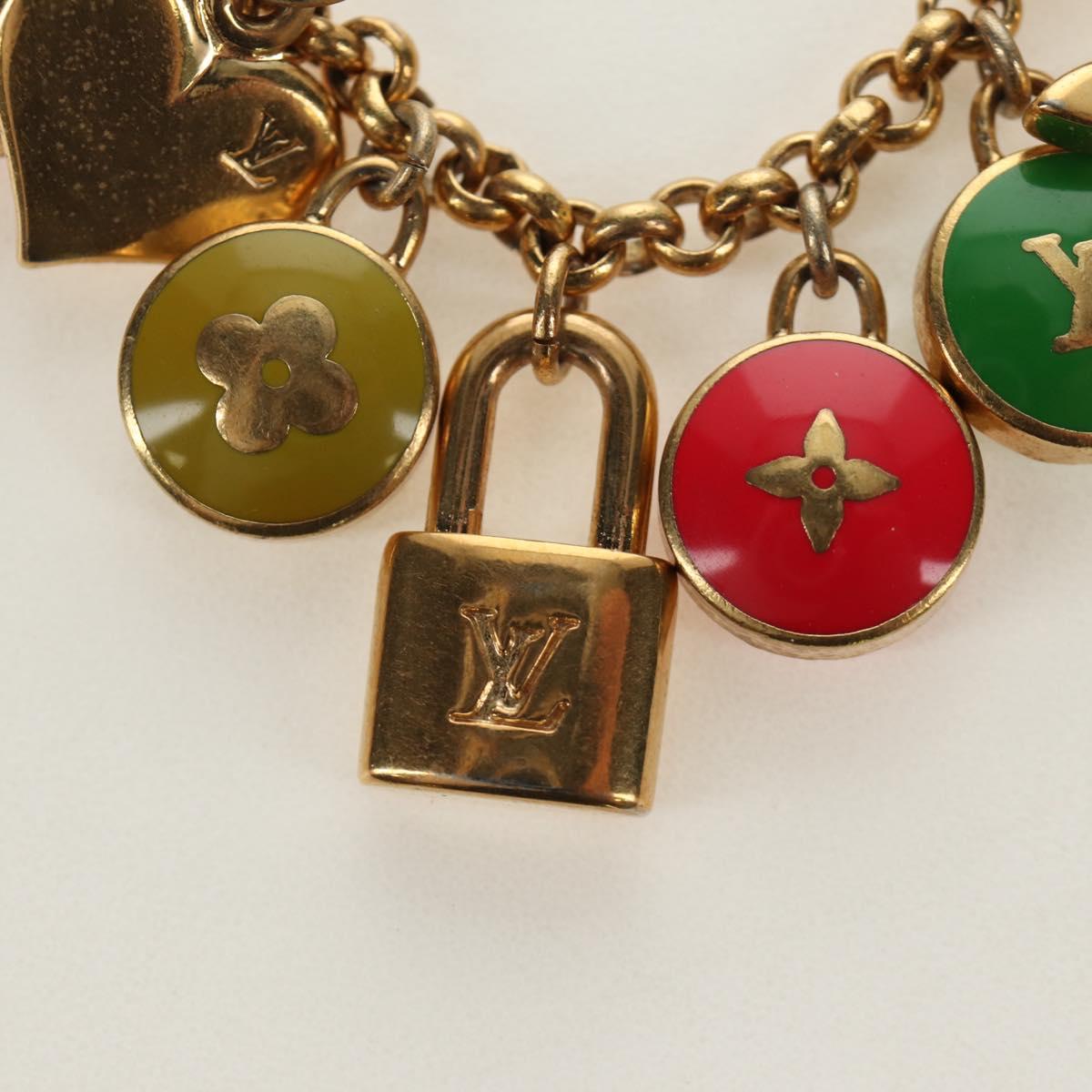 LOUIS VUITTON Porte Cles Pastille Key Holder metal Gold M65381 LV Auth 184600V