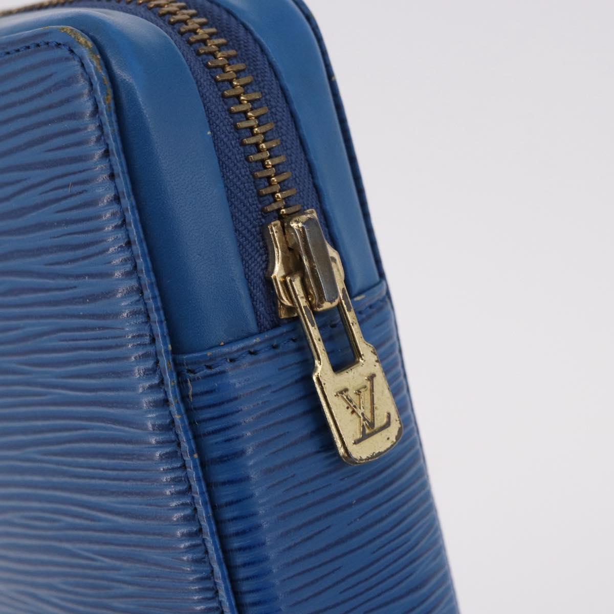 LOUIS VUITTON Epi Agenda Voyage Day Planner Cover Blue LV Auth 184610