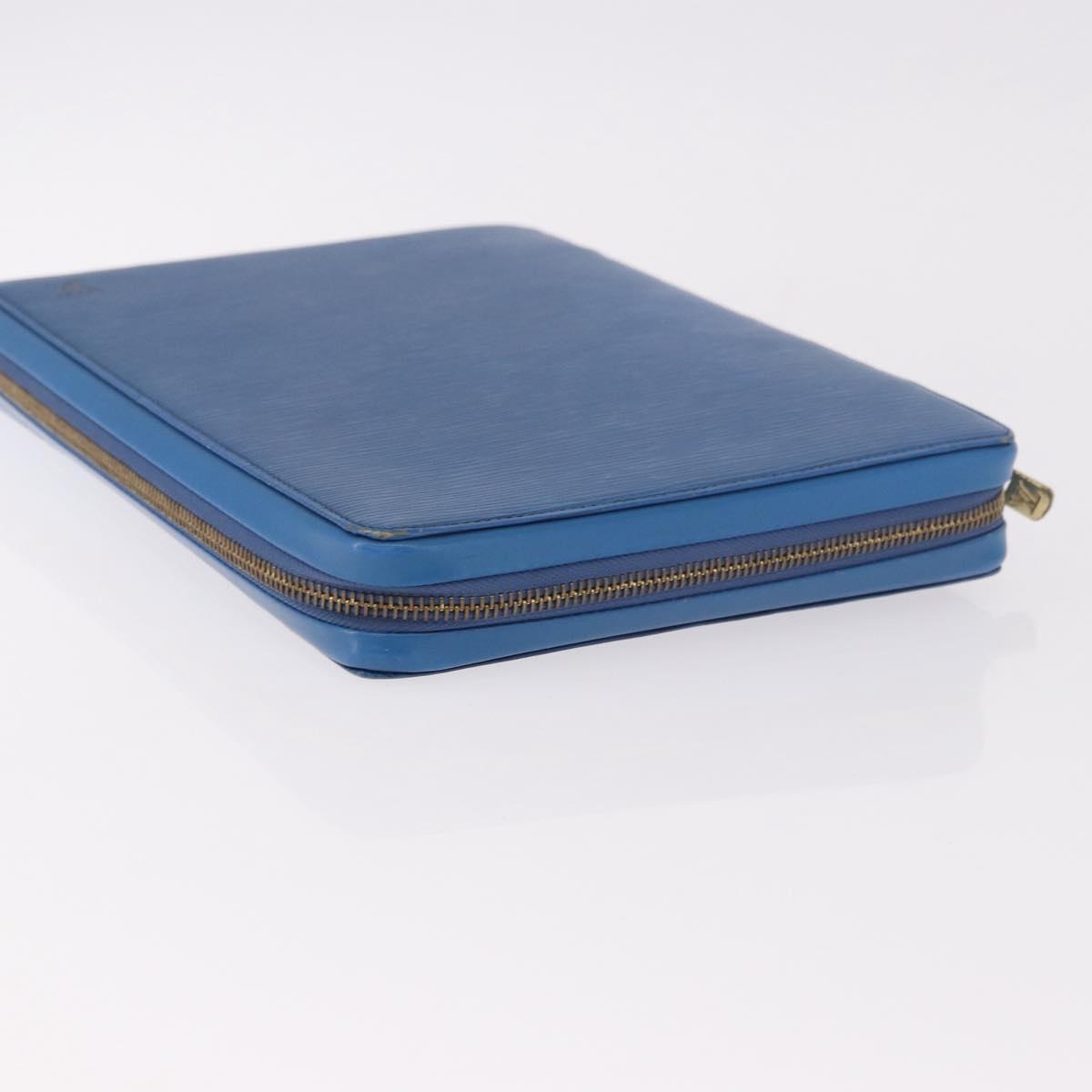 LOUIS VUITTON Epi Agenda Voyage Day Planner Cover Blue LV Auth 184610