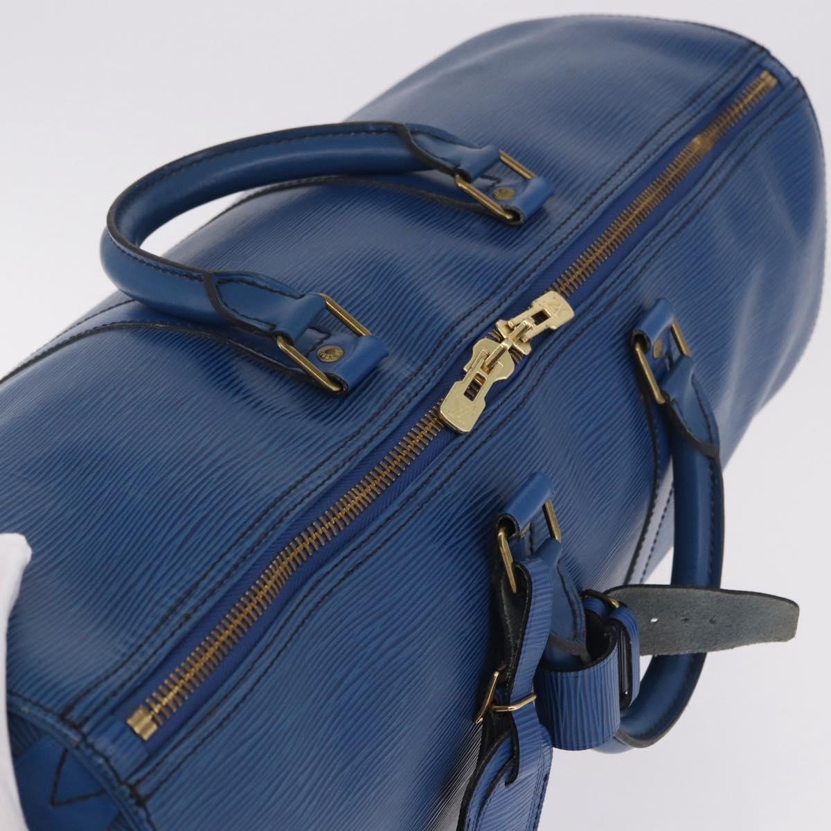 LOUIS VUITTON Epi Keepall 45 Boston Bag Blue M42975 LV Auth 184611