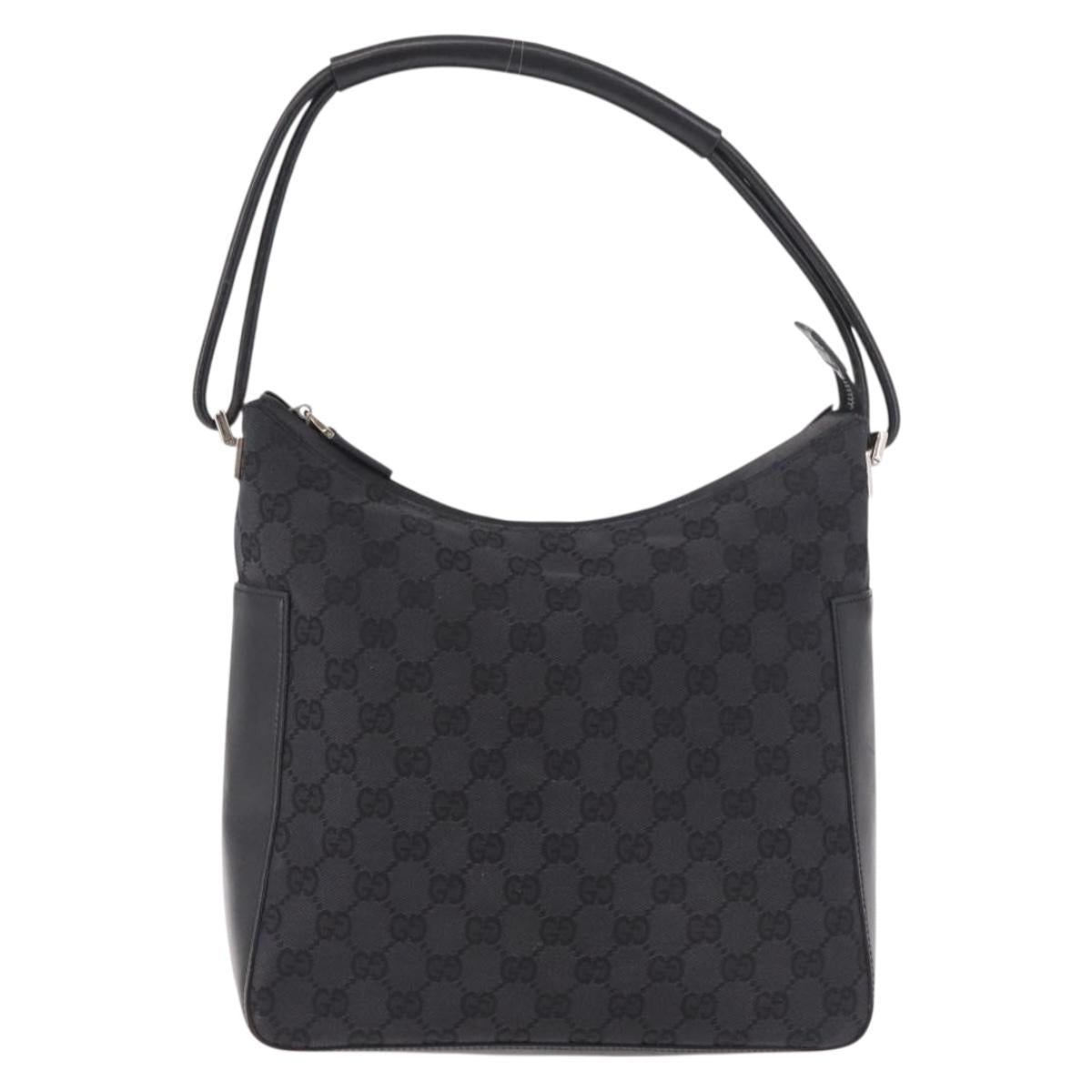 GUCCI GG Canvas Shoulder Bag Black Silver 001 3766 2123 Auth 184615